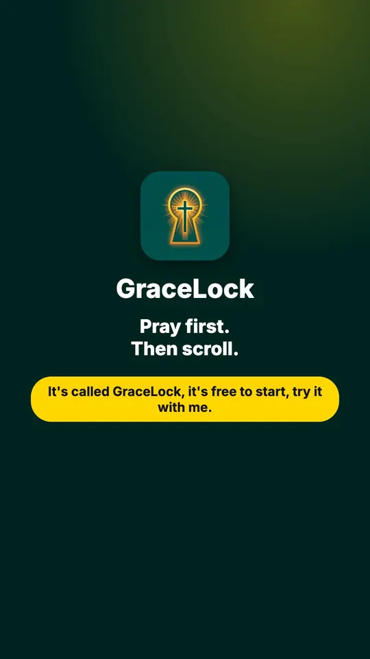 Slide 8: GraceLock end card, pray first, then scroll